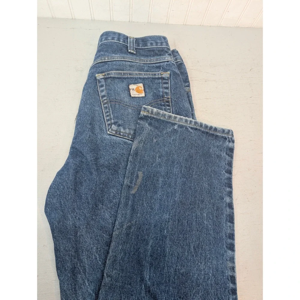 Carhartt Men's FR Flame Resistant Jeans 32x36 Blue Cotton Straight Fit NFPA 2112